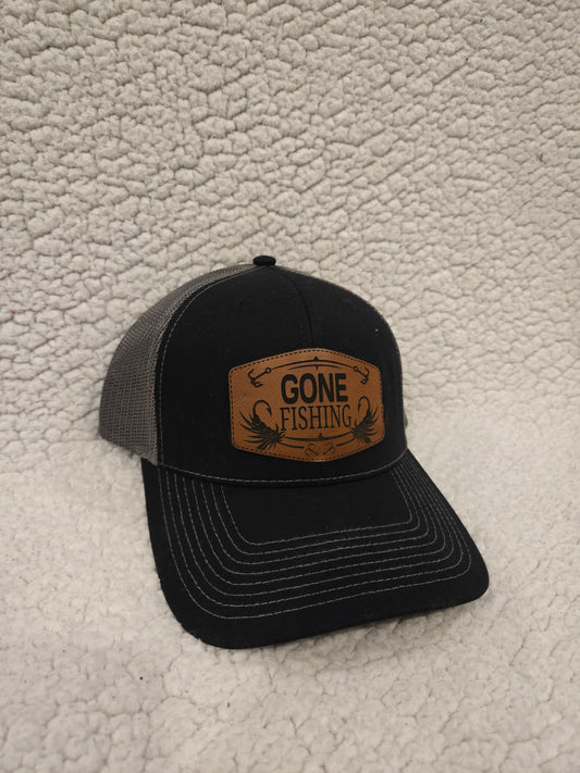 Black gone fishing hat