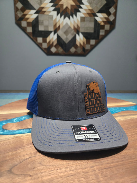 Blue and gray duck hunting hat