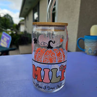 Fall Glass Can Cup – Cozy Pumpkin Spice Drinkware