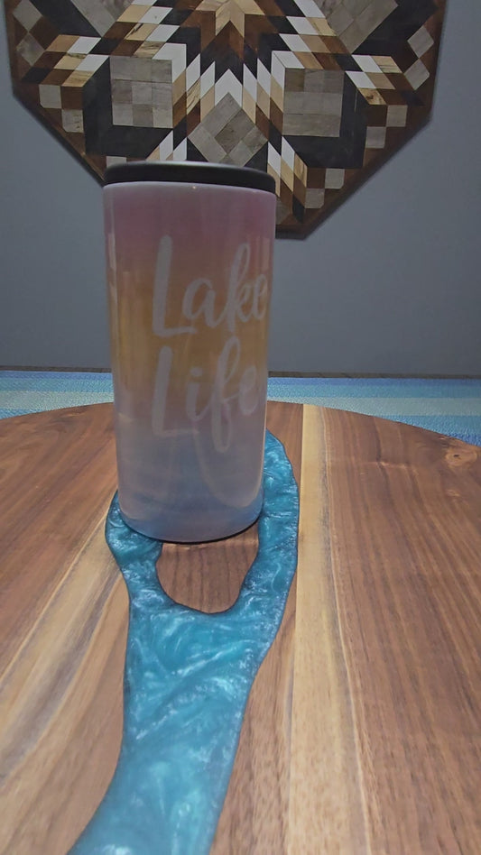 Lake life skinny can koozie