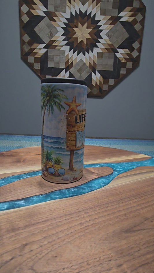 Beach skinny can koozie