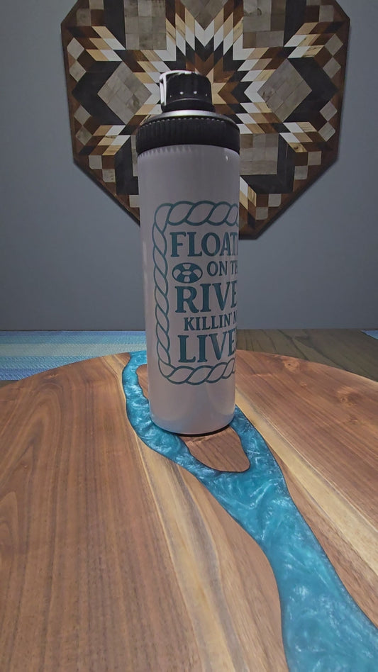 Floatin on the river water bottle