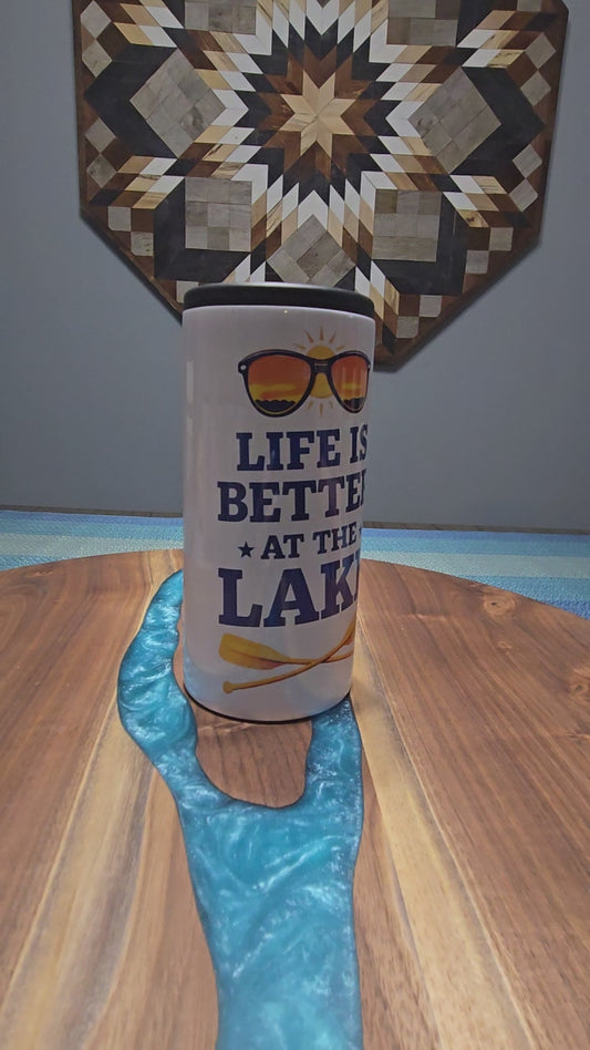 Life is Better at the lake skinny can koozie