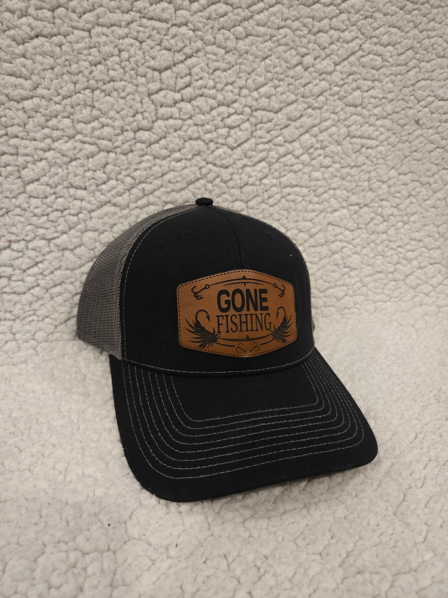 Black gone fishing hat