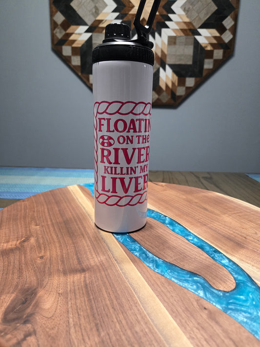 Floatin on the river water bottle