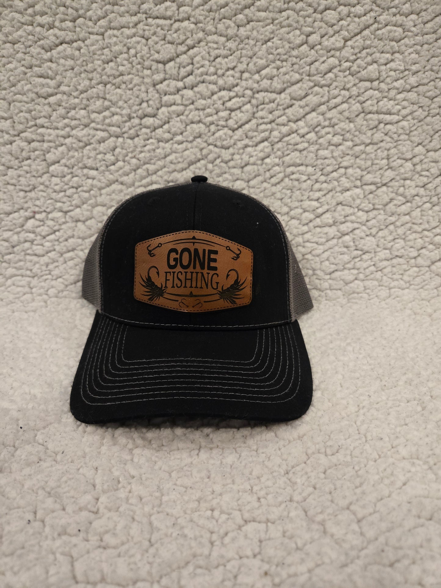 Black gone fishing hat