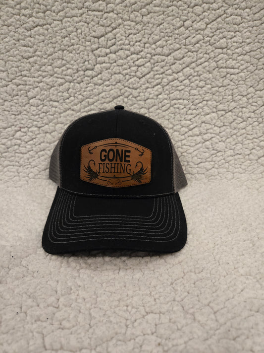 Black gone fishing hat