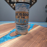 Beach skinny can koozie