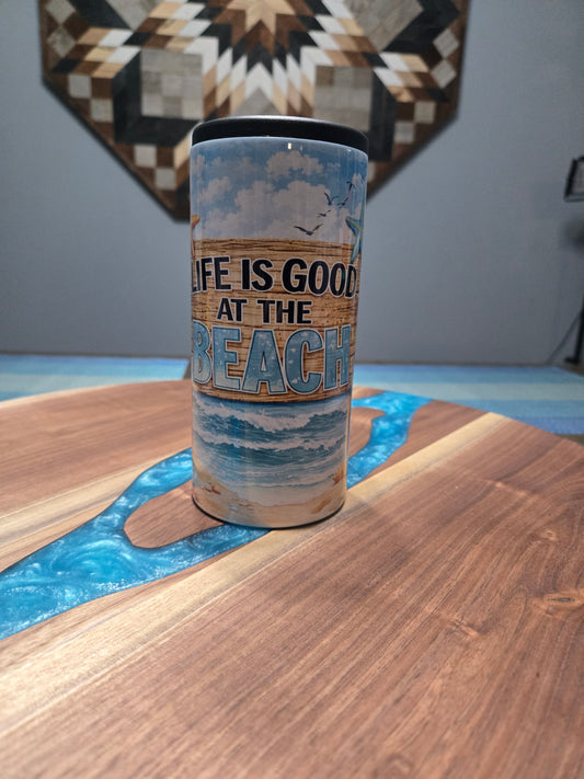 Beach skinny can koozie