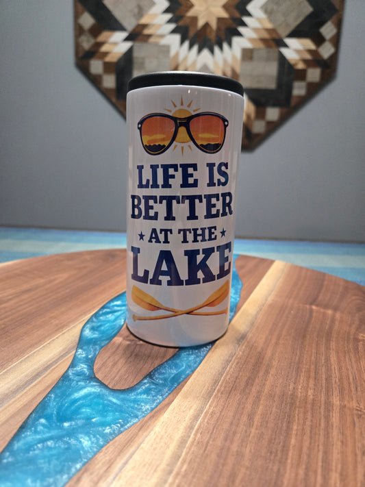 Life is Better at the lake skinny can koozie