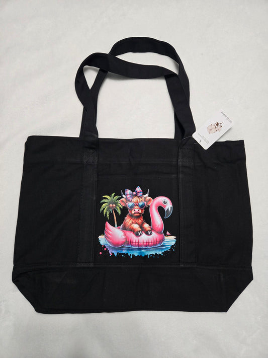 Cow zipper tote bag