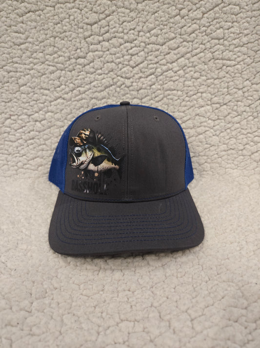 Blue and gray basshole hat