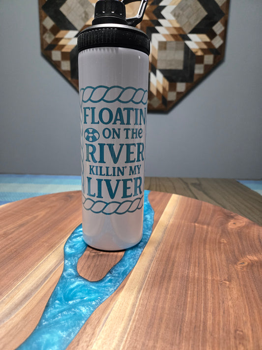 Floatin on the river water bottle