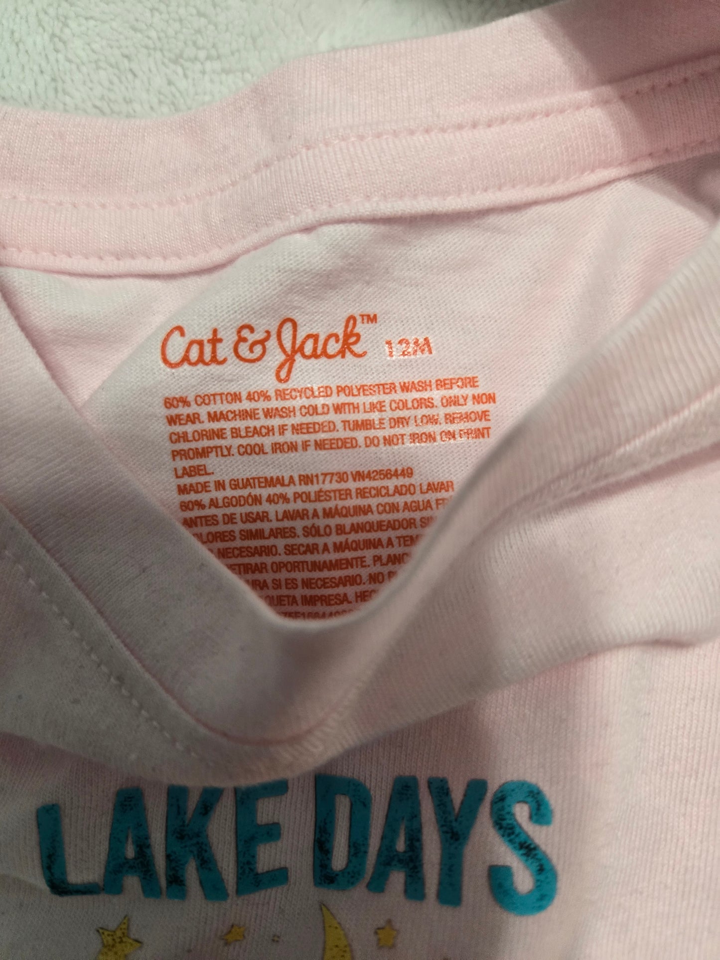 12M pink lake days t-shirt