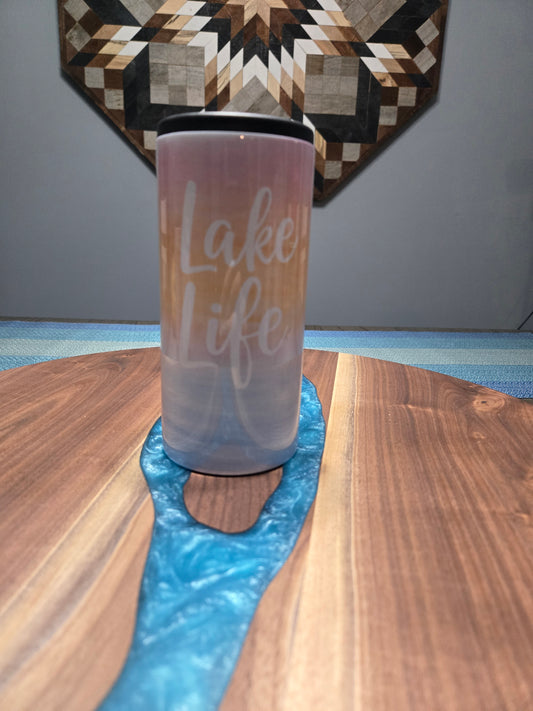 Lake life skinny can koozie
