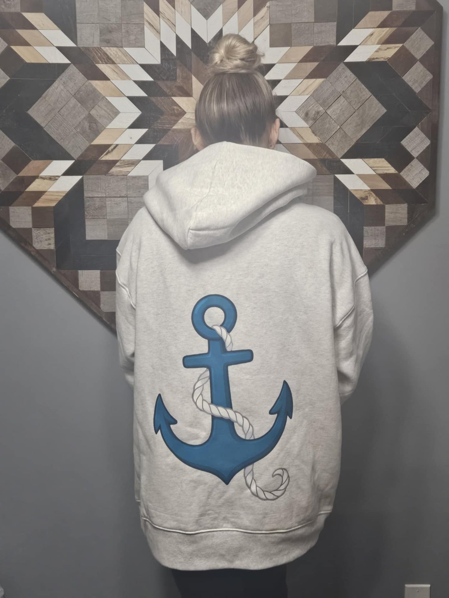Medium hoodie with blue anchor